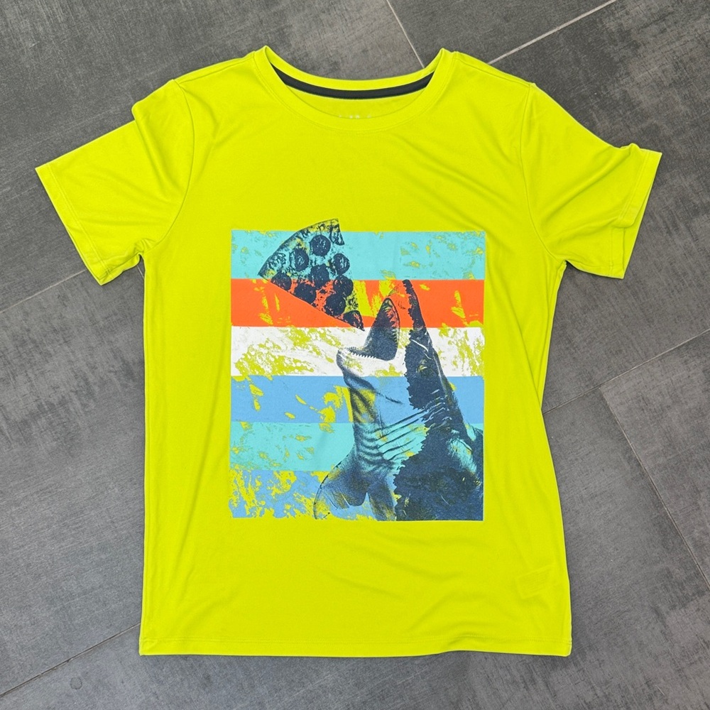 Cat & Jack Neon Yellow T-Shirt with Shark Graphic